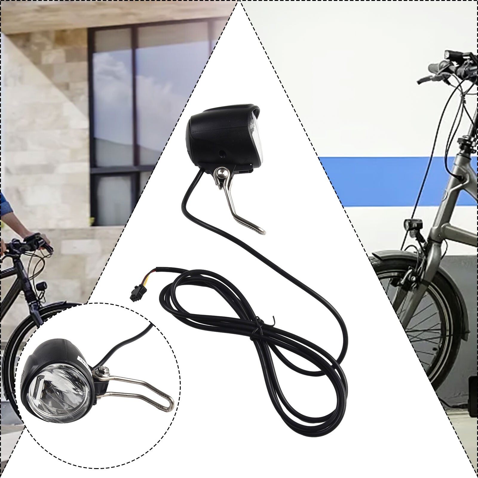 Led Light Headlight 6-80V Front Light Black Accessory For Electric Bicycle
