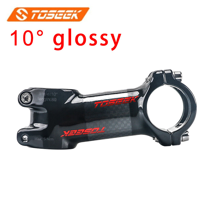 TOSEEK Bicycle Carbon Stem 10/17/25/35 Degree Road Cycling Handlebar Accessory