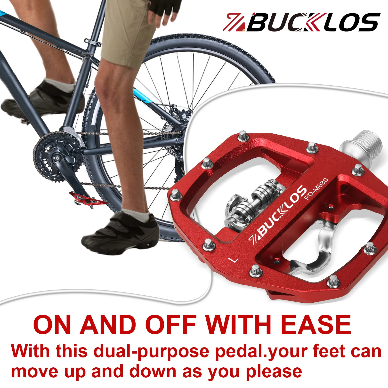 BUCKLOS MTB Bike Pedal for SPD Dual Self locking MTB Platform Pedals Footrest