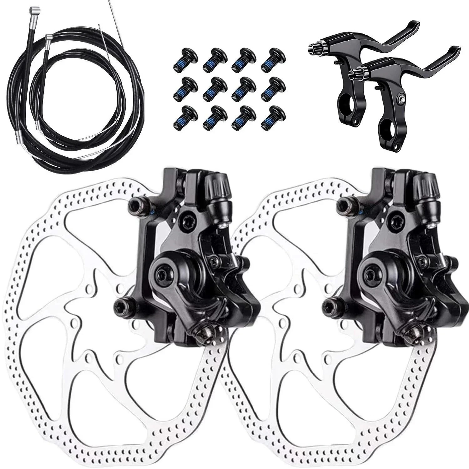 Bike Disc Brake Kit – 2 Pcs 160mm Rotors Calipers & Levers
