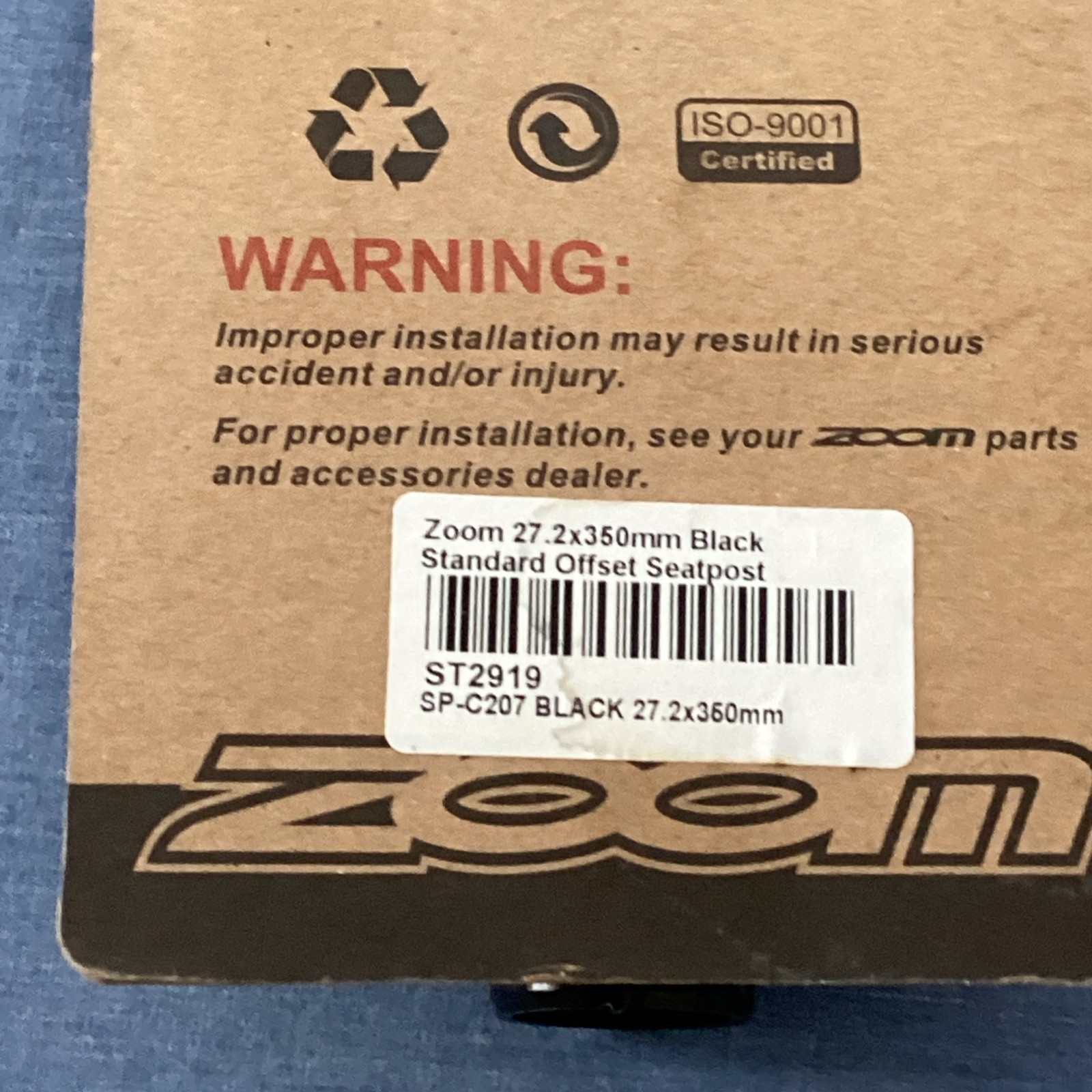 New Zoom Black Aluminum Seat Post 27.2 Diameter Round Length 350mm Length