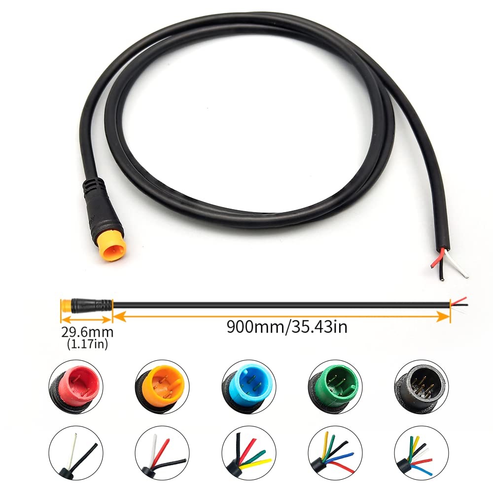 Ebike Cable Extension – Female & Male 2-6 Pin Waterproof Plug for Electric Bi…