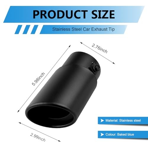 Stainless Steel Car Exhaust Tip, 2.75″-3″ Adjustable Car Exhaust Tail Muffler