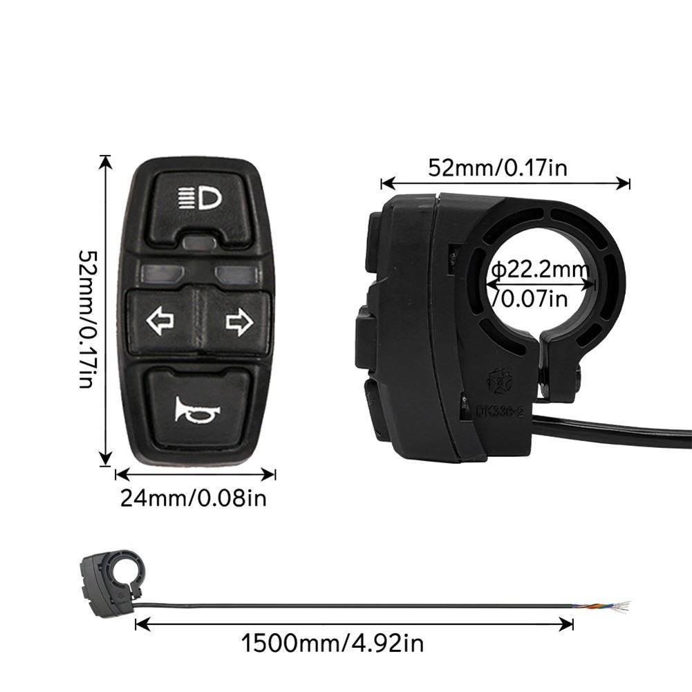 E-Bike DK336 Frontlight+ Horn+Turning Light Switch For Mountain Bike Scooter