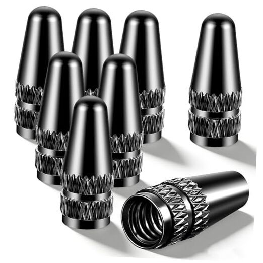 Abeillo Black Presta Valve Cap, 8 Pack Aluminum Anodized Bike Valve Stem Caps