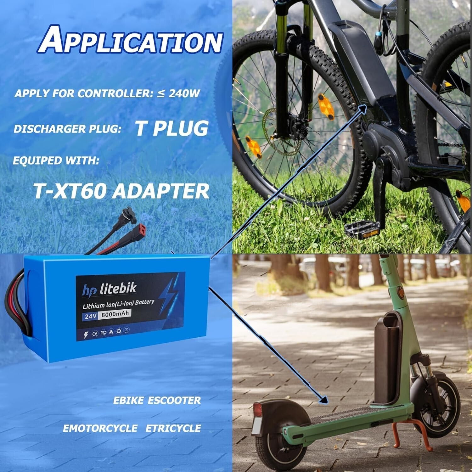 24V Lithium Scooter Ebike Battery Electric Bicycle Bike e-bike Battery Pack BMS