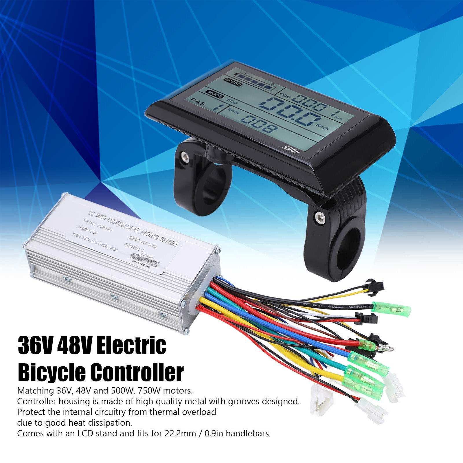 36V 48V 22A Brushless Motor Controller & LCD-S900 Display Kit For E-Bike