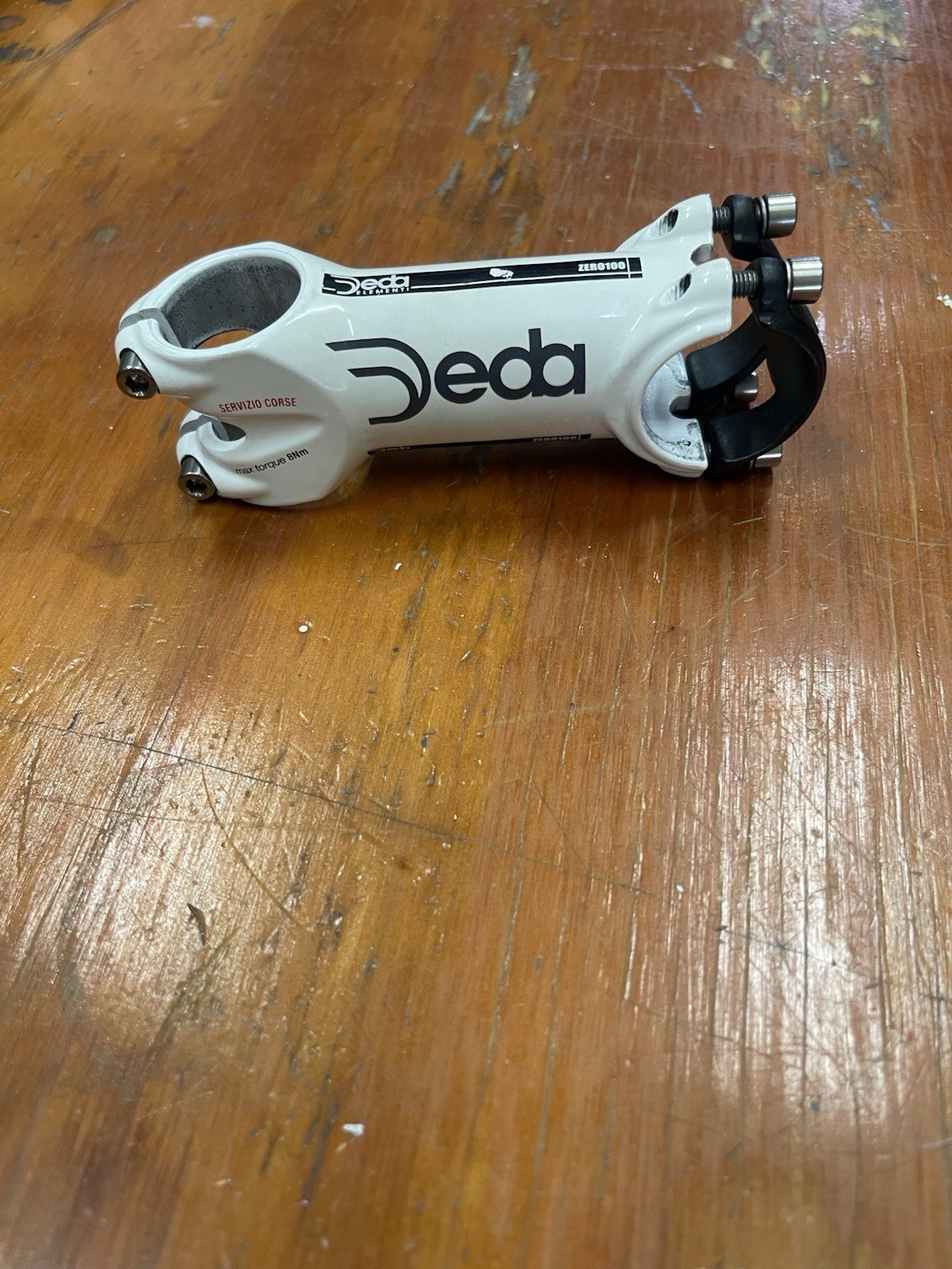 Deda Elementi Zero 100 Servizio Corse Stem 82° x 90 mm White 31.8 Titanium Bolts
