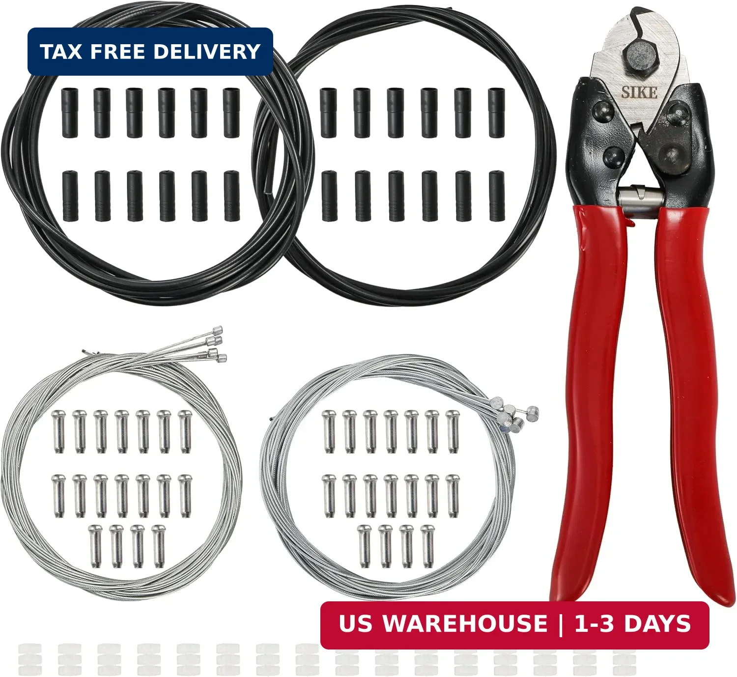 Bike Cable Kit, Cutter End Caps Included, 91 Pieces | Bicycle Shift Brake Cable,