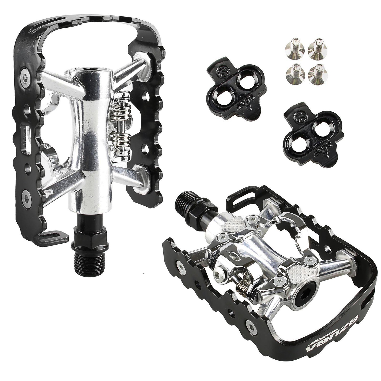 VENZO Multi-Use Shimano SPD Compatible Mountain Bike Sealed Pedals With Cleats