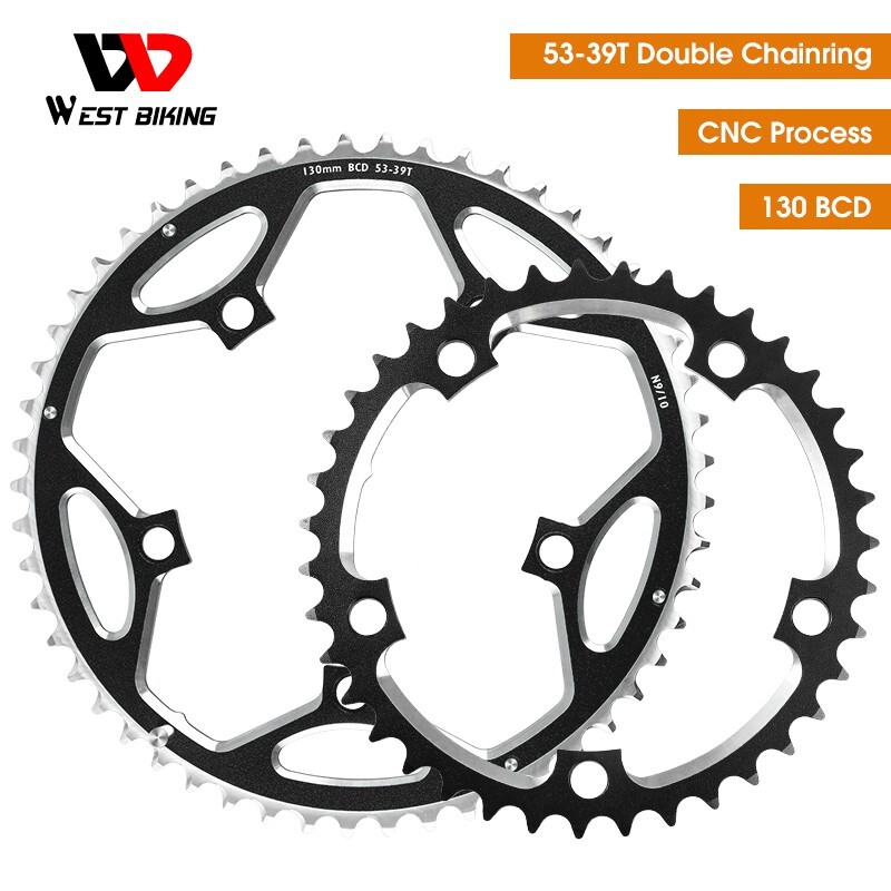 WEST BIKING Road Bike Bicycle 130mm BCD 39T/53T Double Chainrings Tooth Plate