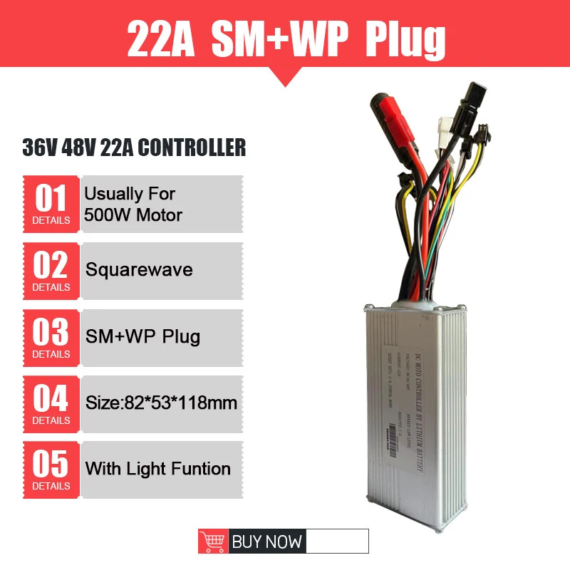 Ebike Controller 36V 48V 250W-1500W Waterproof Plug 15A/17A/22A/25A/30A/35A