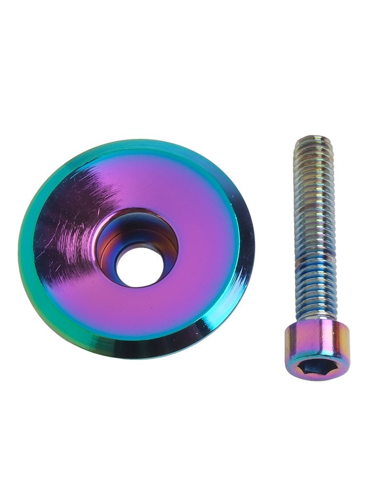 Lightweight Multicolor Oil Slick Headset Stem Cap Replacement Top Cover