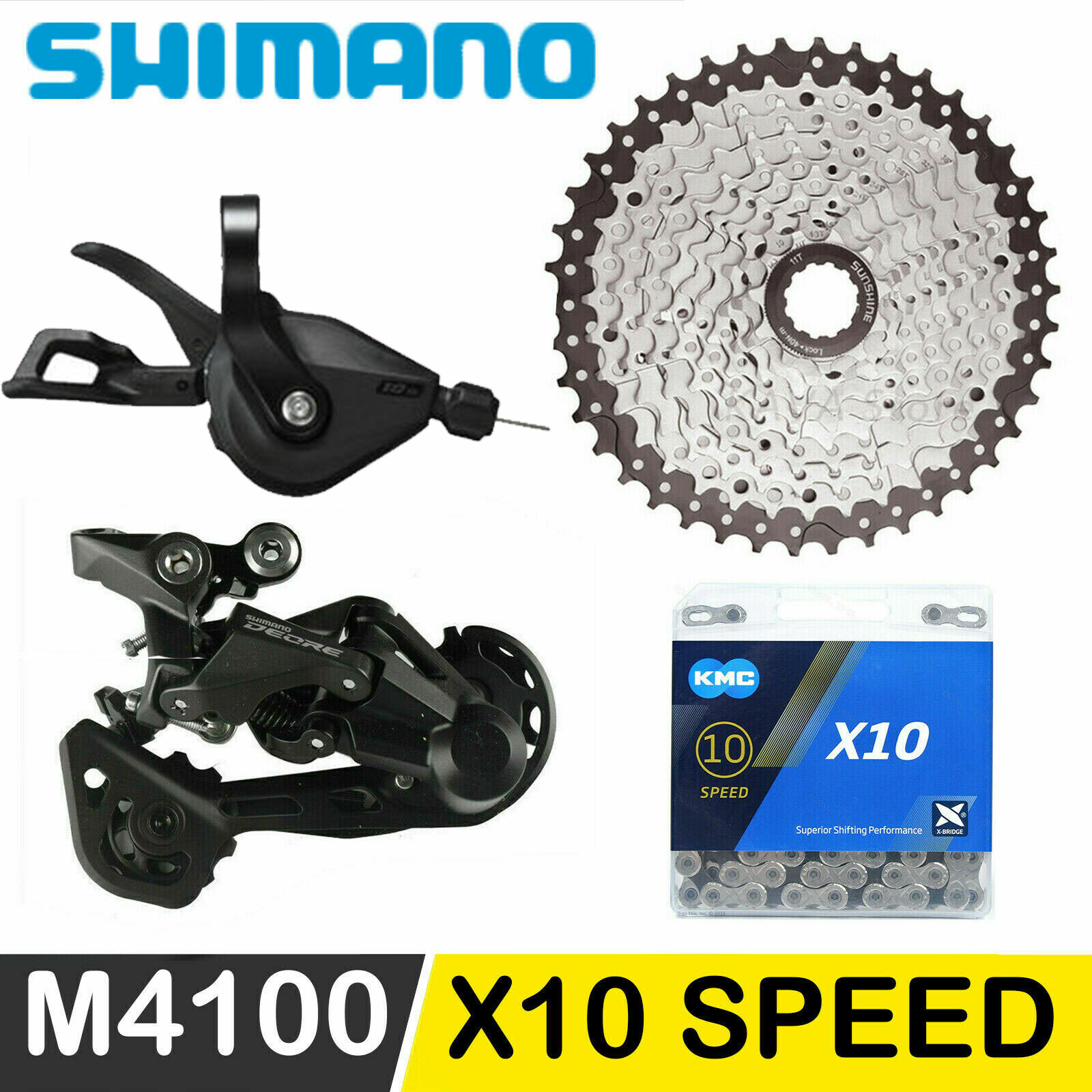 SHIMANO Deore M4100 1×10 Speed MTB Groupset Shifter Lever Chain Rear Derailleur