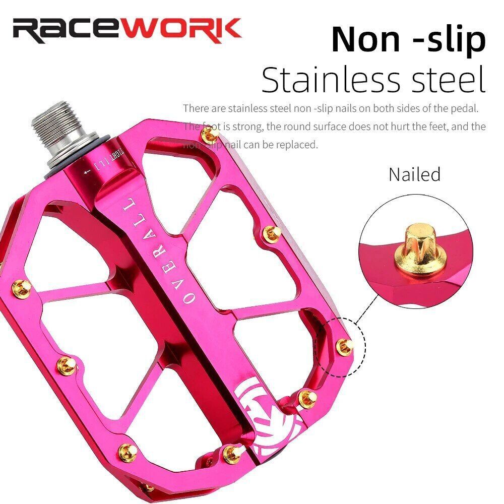 Racework Widen Bicycle Pedals Aluminium 3 Bearings MTB Road Bike 9/16″Pedals