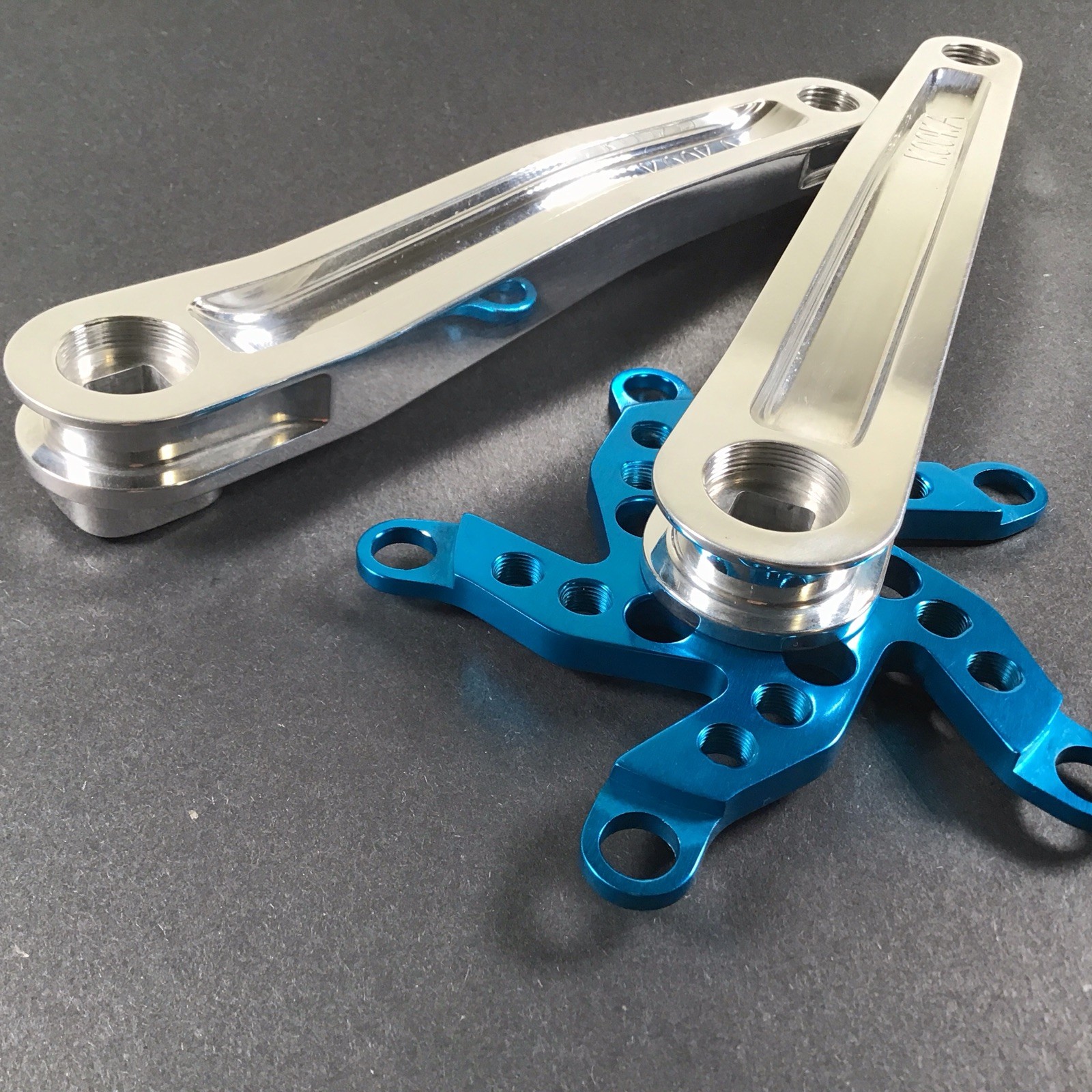 Kooka Crank Arm Set Silver/Blue 170mm 74/110 NOS Vintage MTB Grafton Yeti Klein