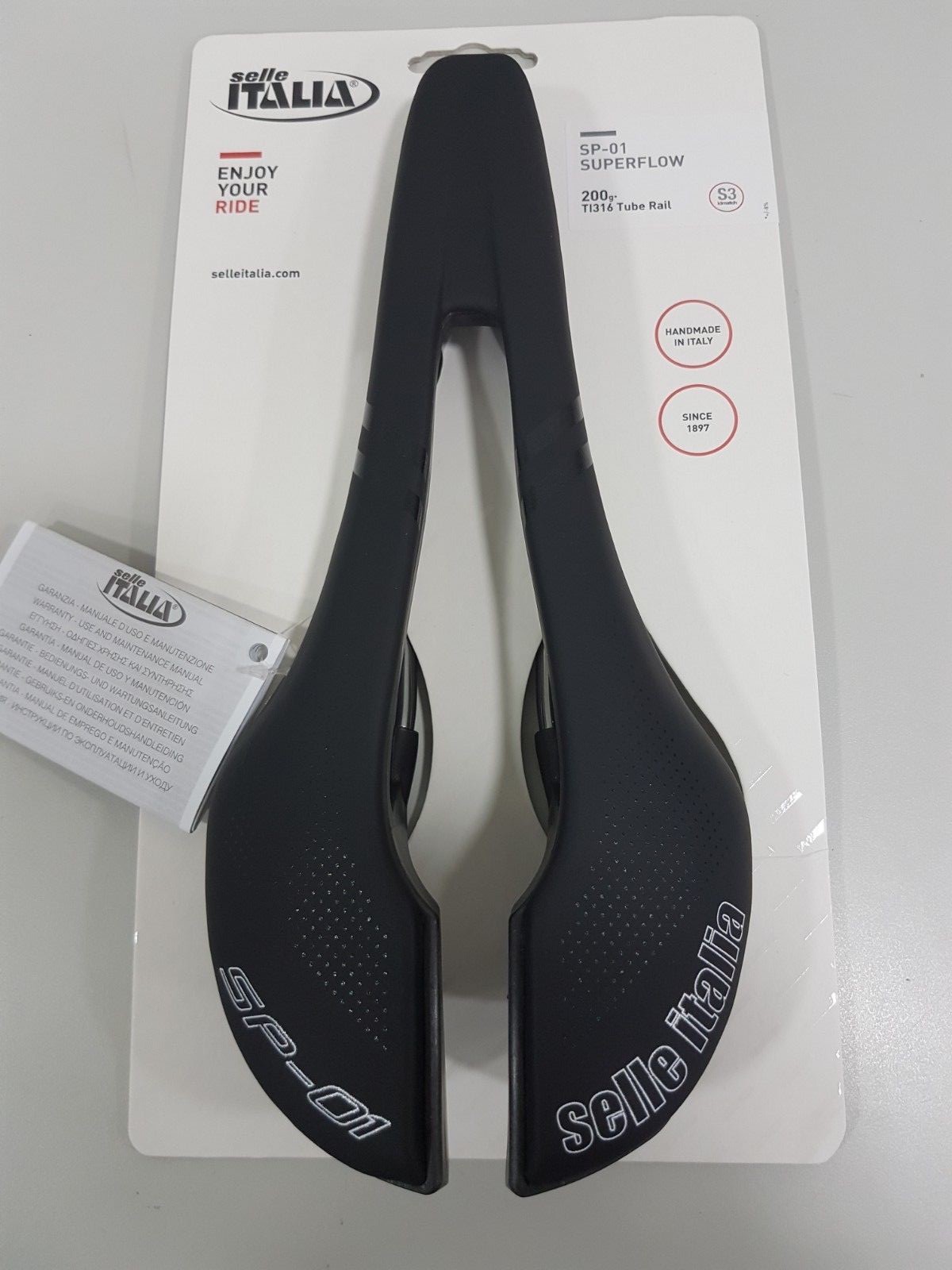 Selle Italia SP-01 Superflow S3 TI 316 Tube Ø7mm Rail Bicycle Saddle Black