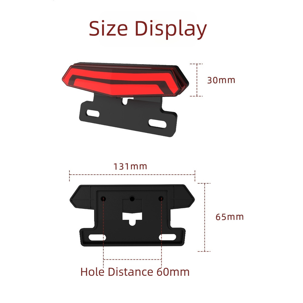 Electric Bike Tail Light 6 Pin with Brake Light and Turn Signal Waterproof
