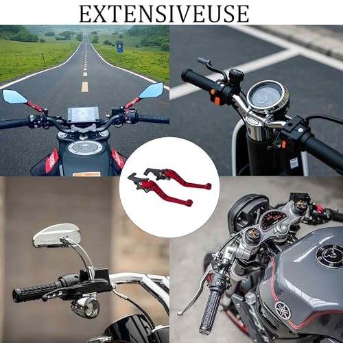 1 Pair 22mm 7/8″ CNC Aluminum Motorcycle Clutch Disc Brake Lever Handles, Red