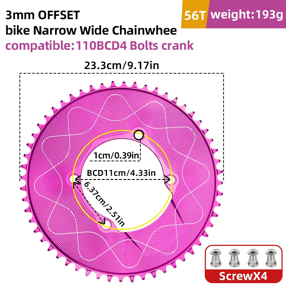 VXM 110BCD Chainring 40T-58T Bicycle Chainwheel 110BCD 4claws Bolt R7000 R8000