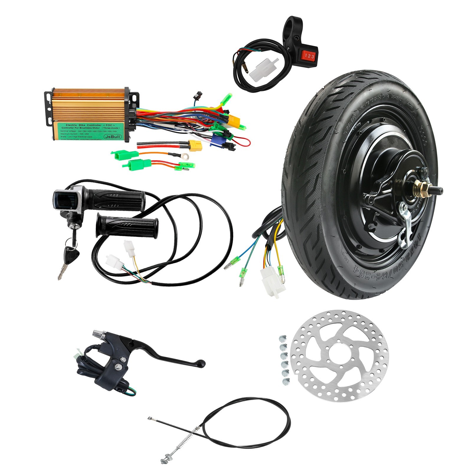 14″ Wheel Hub Motor Kit 36V 500W Brushless Motor Controller e Bike Scooter Trike