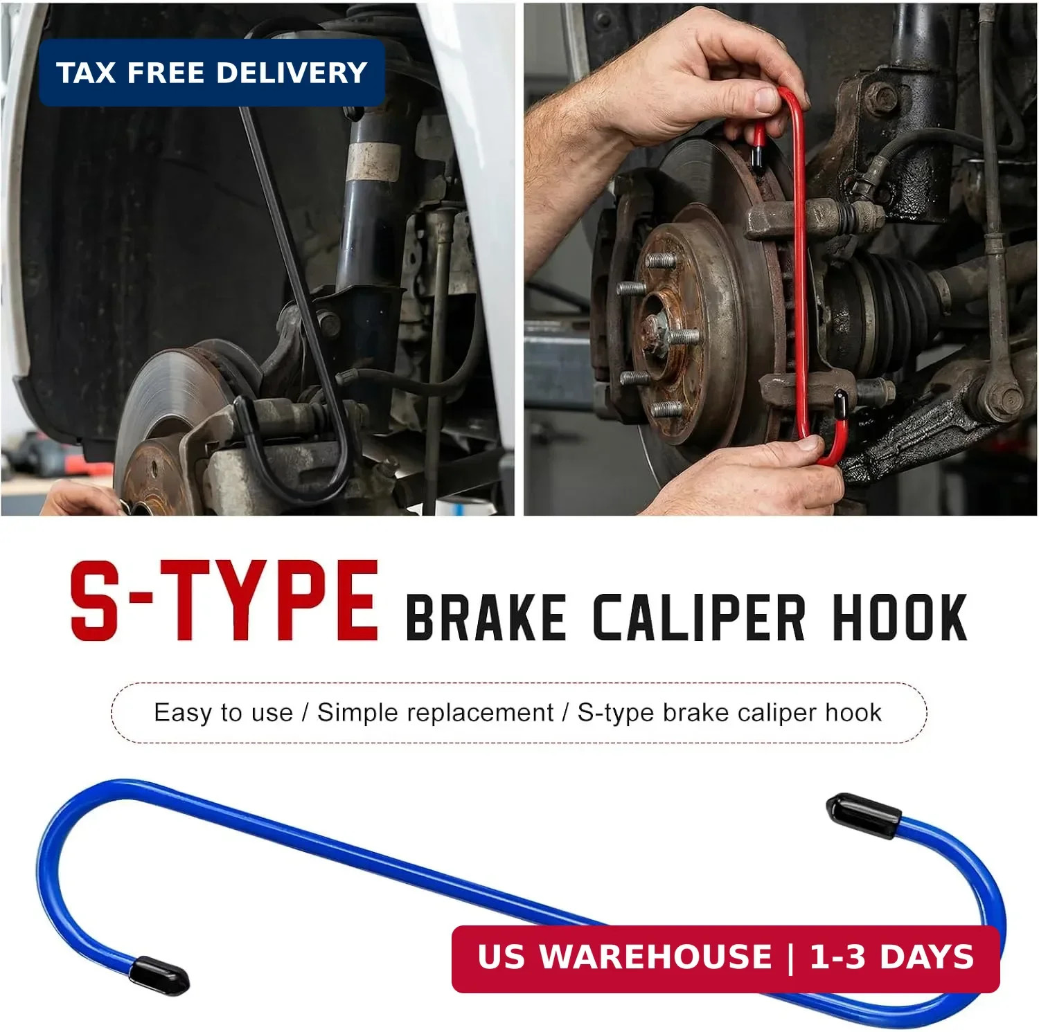 2 PCS Brake Caliper Hangers, S-Shaped Metal Auto Brake Caliper Compression Tool