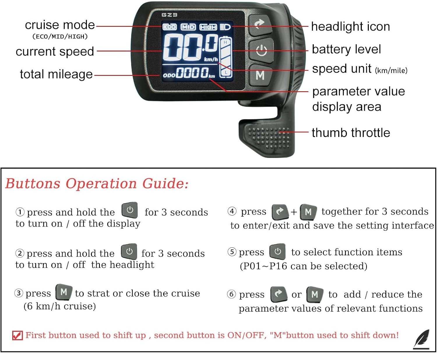 48V Ebike Controller Kit 500W Brushless Motor LCD Display
