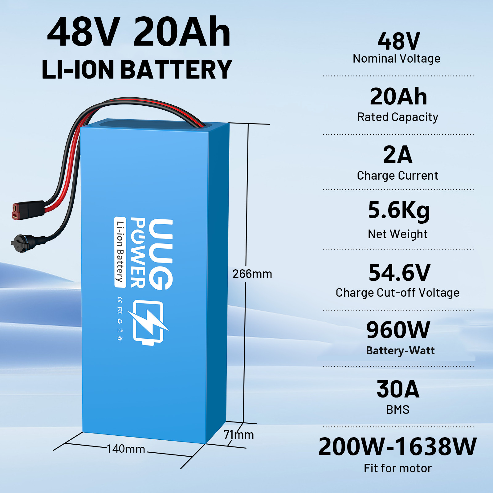 48V 10Ah/14Ah/20Ah Ebike Battery Li-ion For 200W-1638W Motor Electric bicycle