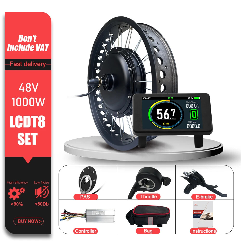 48V 1000W 4.0Tyre Rear Cassette Hub Motor Wheel for Snow E-bike Conversion Kit