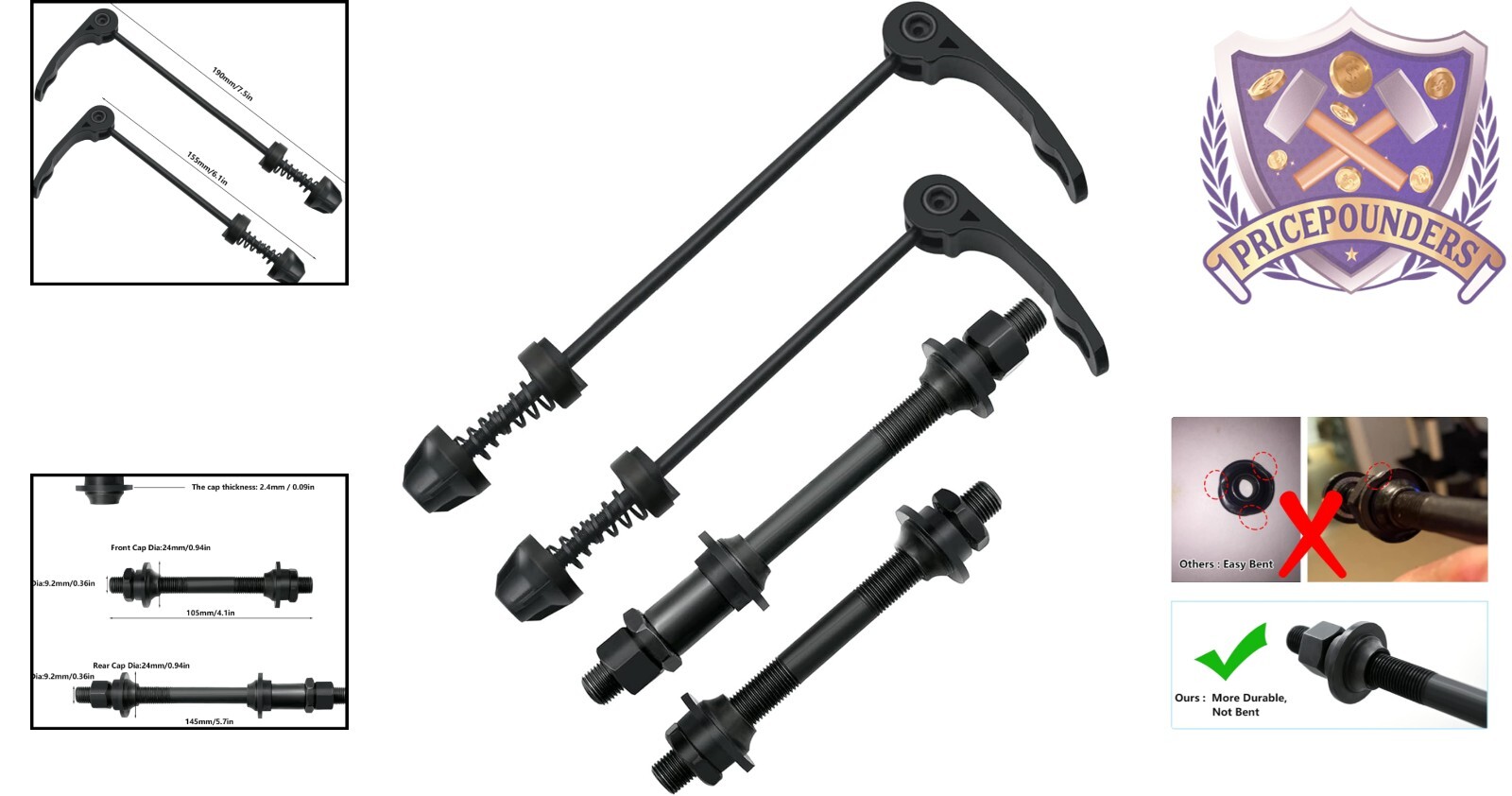 Bike Quick Release Axle Skewer Steel 27 Inch Hub Parts for Road Mountain Cycling