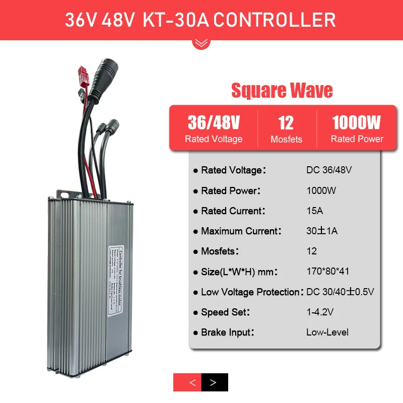E-bike Controller 36V 48V 15-30A Waterproof Brushless 250W-1000W Hub Motor