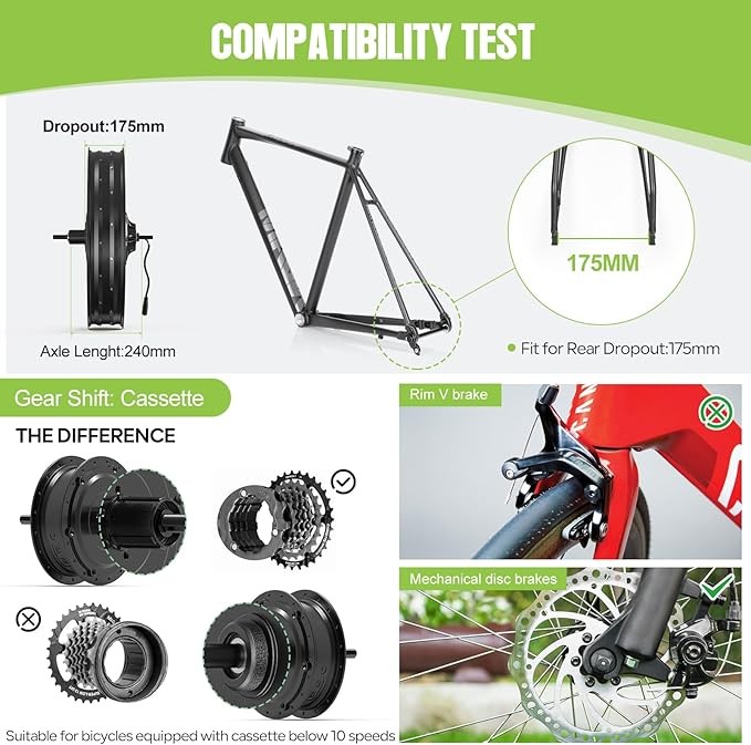 48V1000W Bafang Rear 20» 26″ Wheel Hub Motor DIY Fat Tire Ebike Conversion Kits