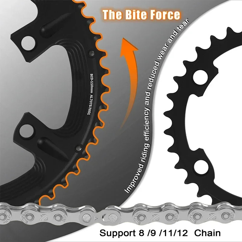 Ultralight Double Chainring for Road Bike 110BCD 50-34T 52-36T 53-39T Bicycle Cr