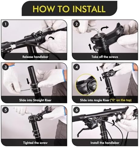 Adjustable Bike Stem Riser, Bike Handlebar Extender Set 31.8mm 60° for Mountain
