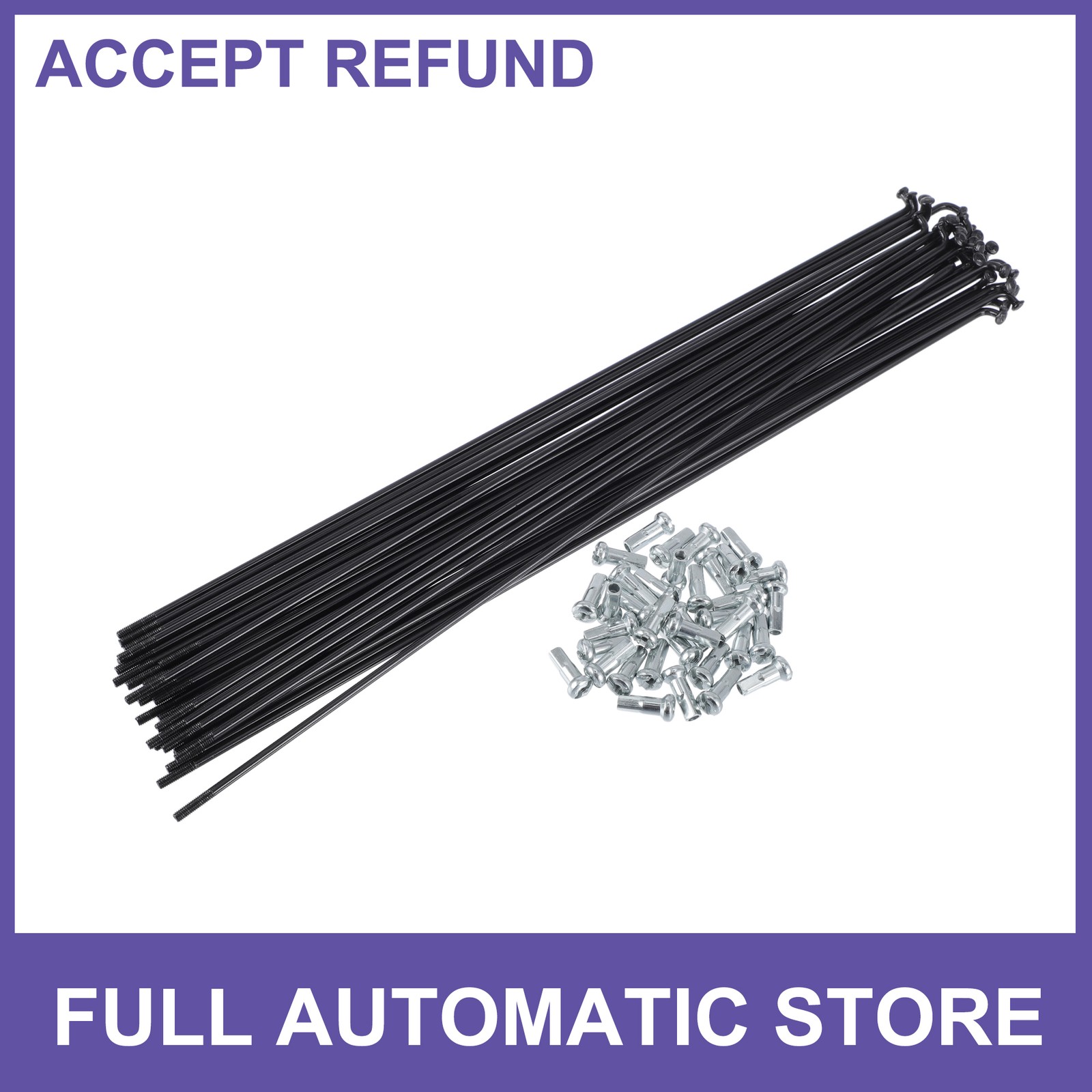 1 Set 13G 255mm L Bicycle Spokes Nipple 45 Steel Black Universal