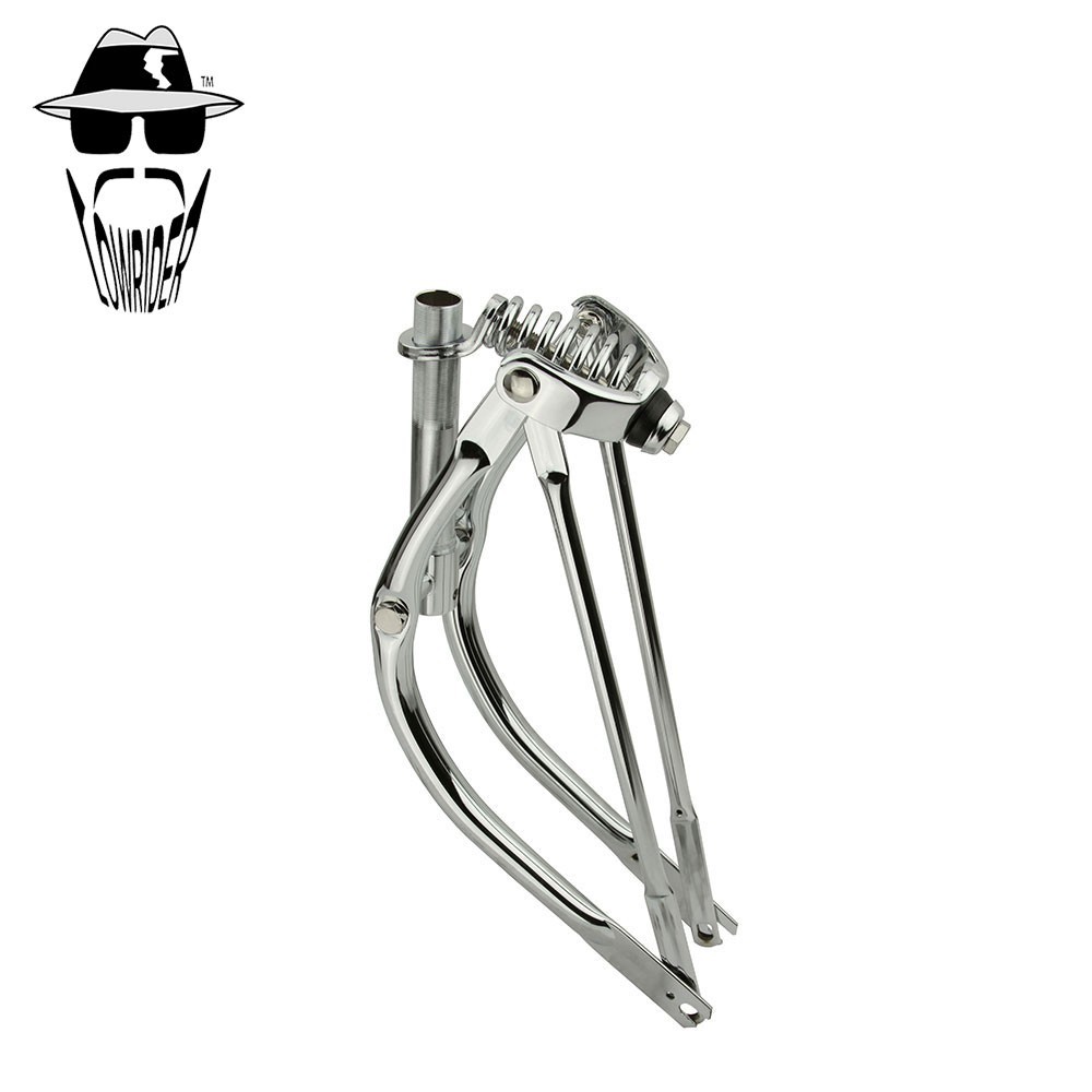 ORIGINAL LOWRIDER 16″ Bent Spring Fork Chrome 1″ Threaded Bicycle Fork 3/8 Axle.