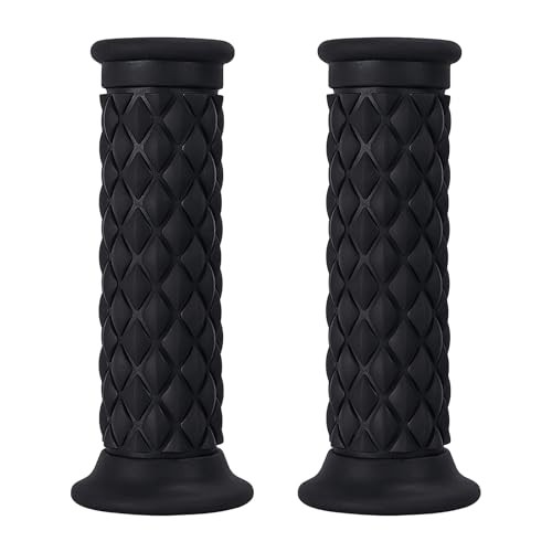 Motorcycle Grips Non Slip Rubber Bar End Open Bar End-7/8″&1″(22mm&24mm) Black