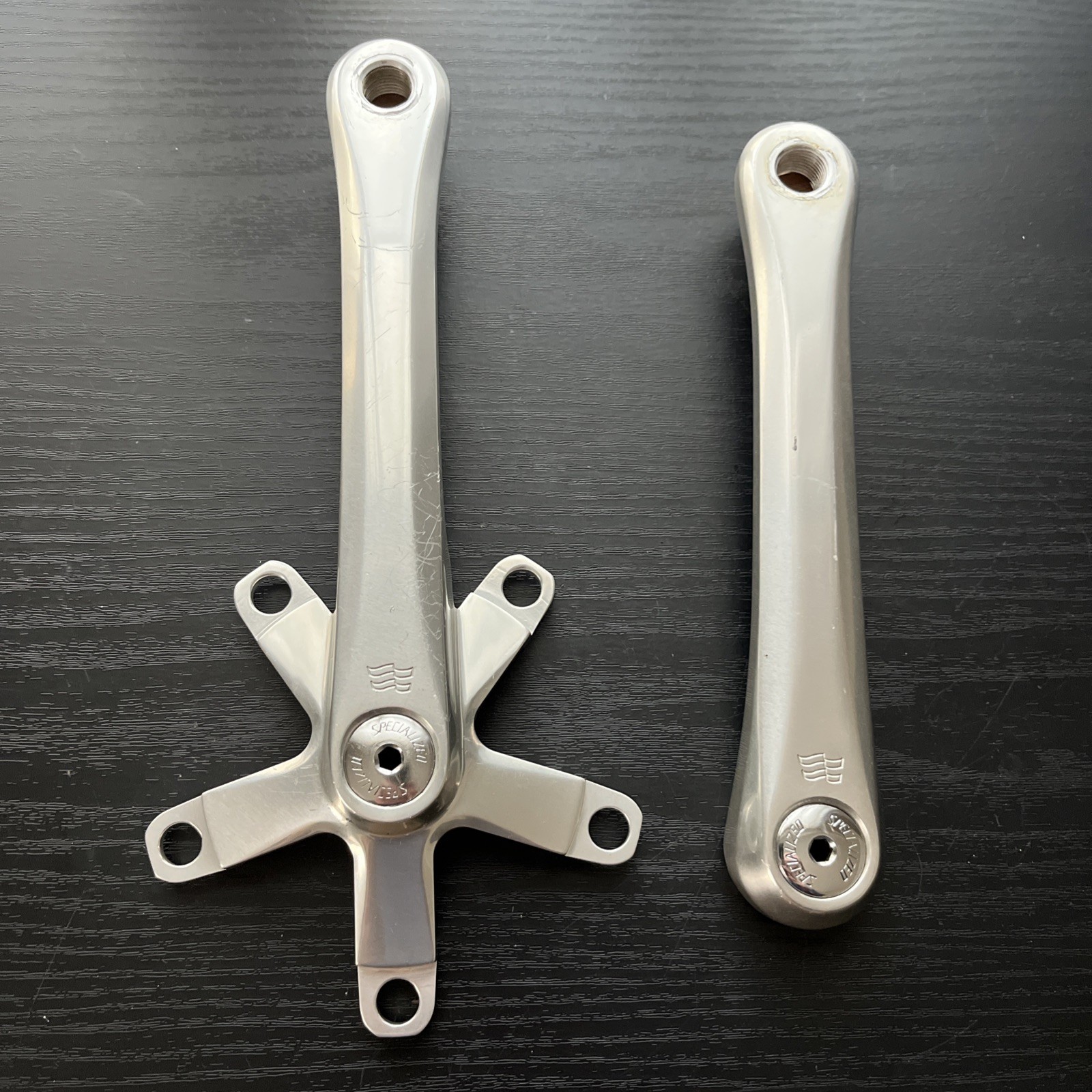 1985 Specialized Flag Forged Triple Crank Arms 175mm 110/74 with Dust Caps Nice!