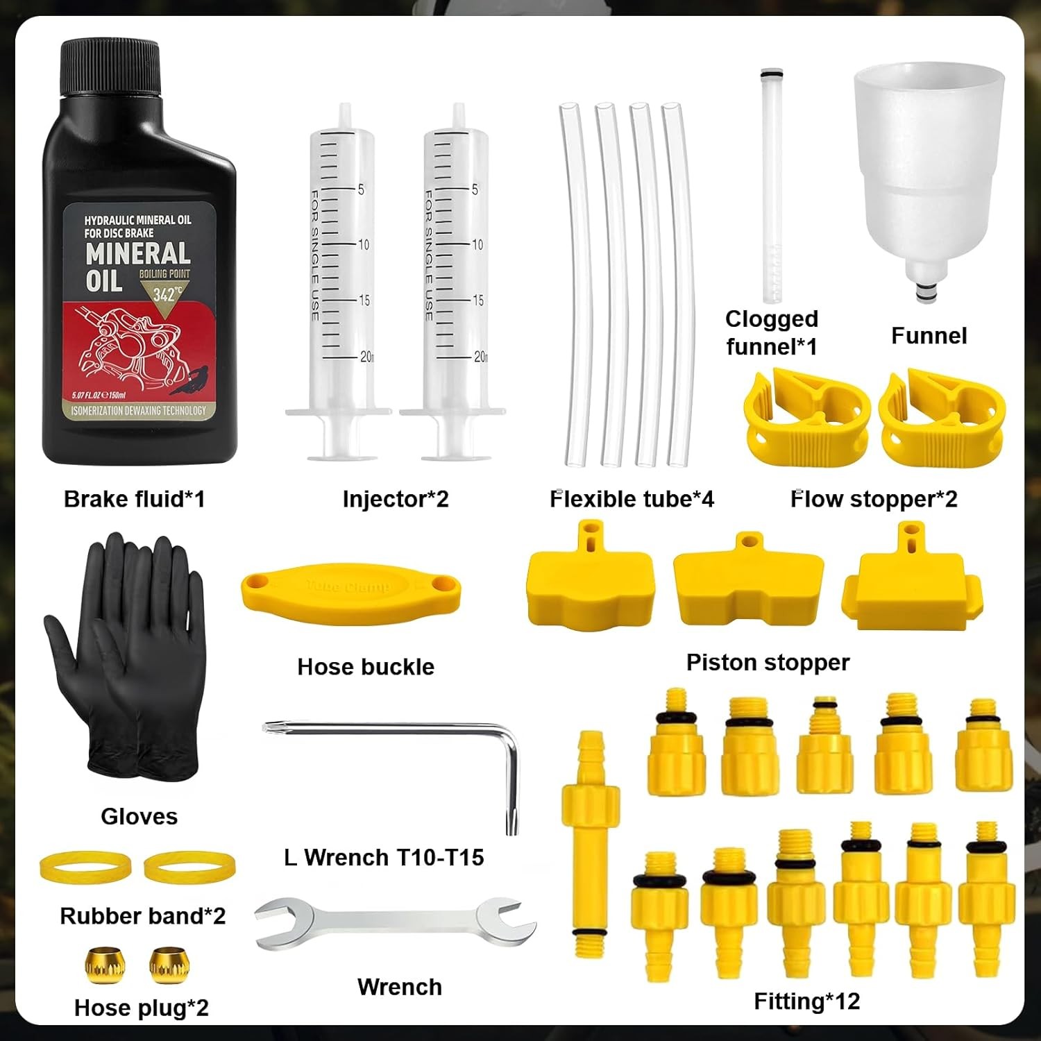 Brake Bleed Kit, Bicycle Hydraulic Brake Bleed Kit Including 150ML Mineral Oil f