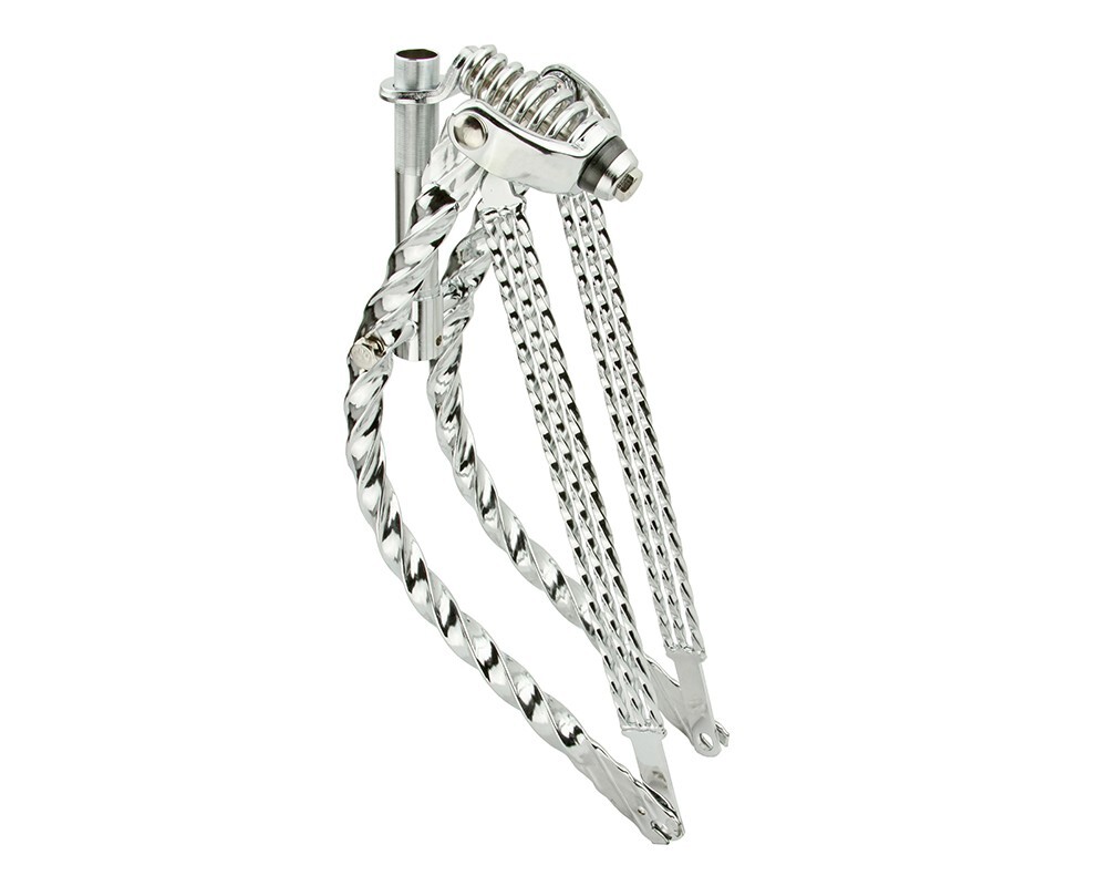 Vintage Lowrider 20″ Bent Triple All Square Twisted Spring Fork 1″ Chrome Bike.