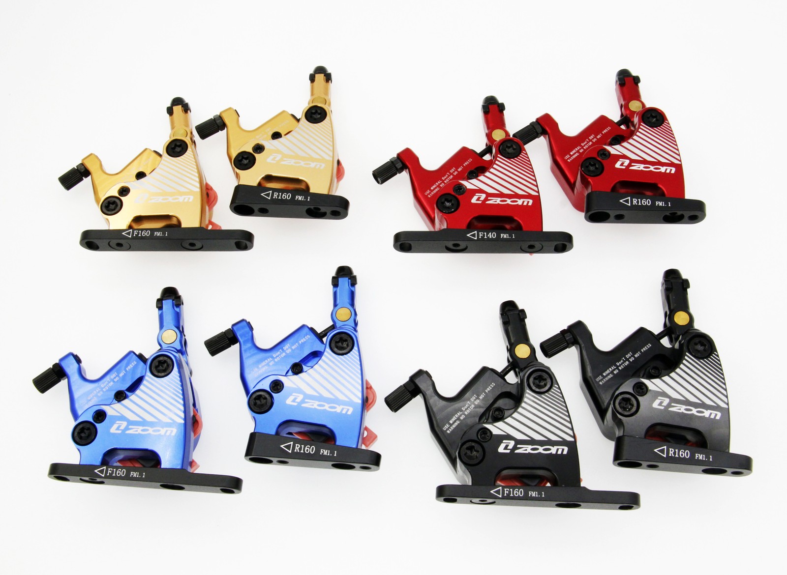 Front Rear ZOOM HB110 Flat Mount Semi Hydraulic Disc Brake Calipers Road Bike
