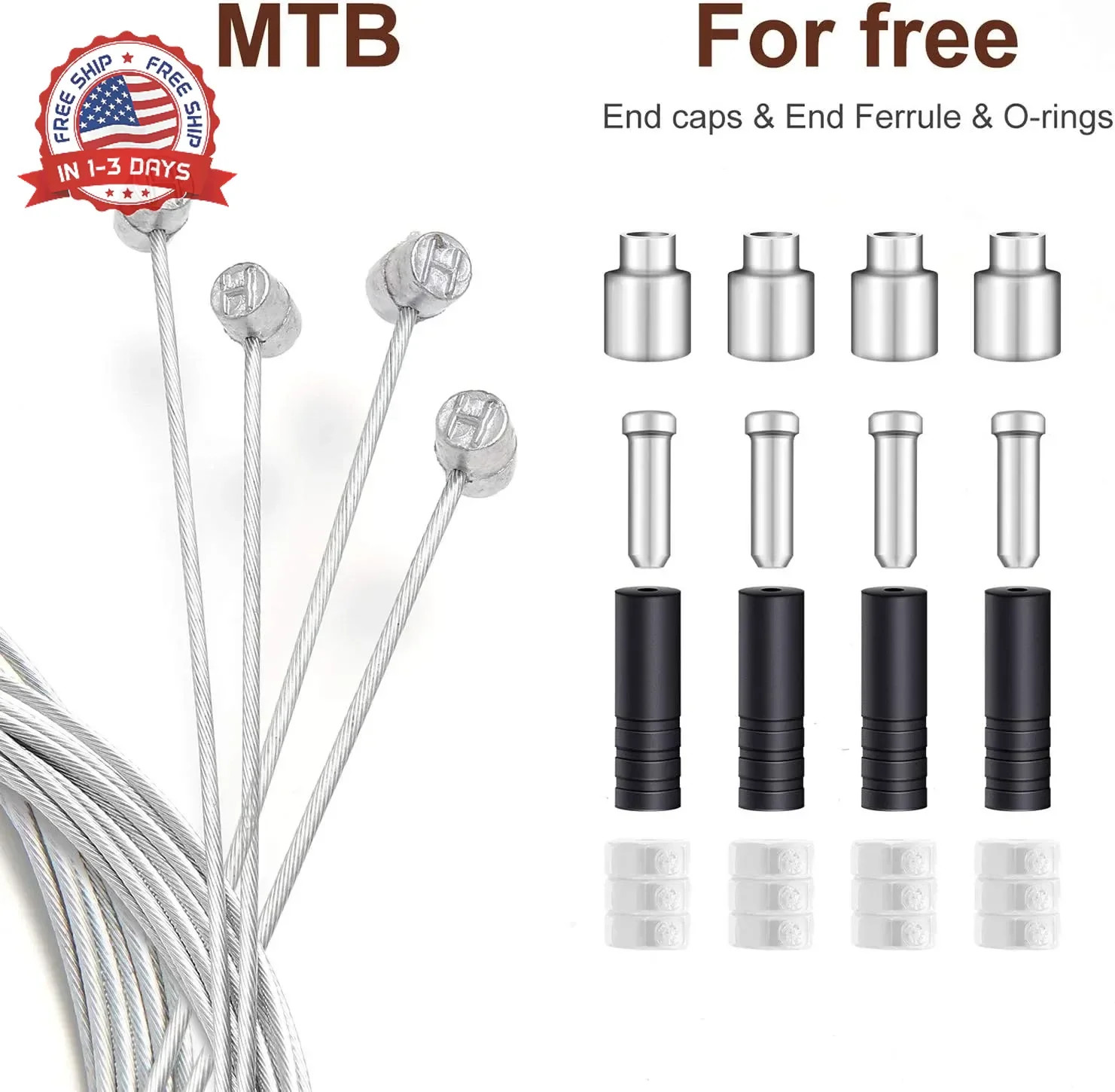 4PCS Premium Bike Brake Cable Set,Universal Standard Bicycle Brake Cable, Profes