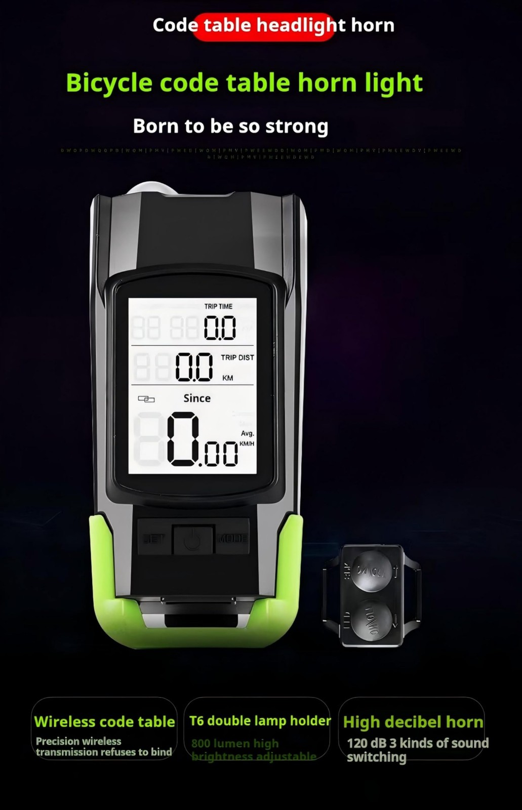 3-in-1Multi Functional Bike Light 800 lumens Nighttime Speedometer, Horn, Lig…
