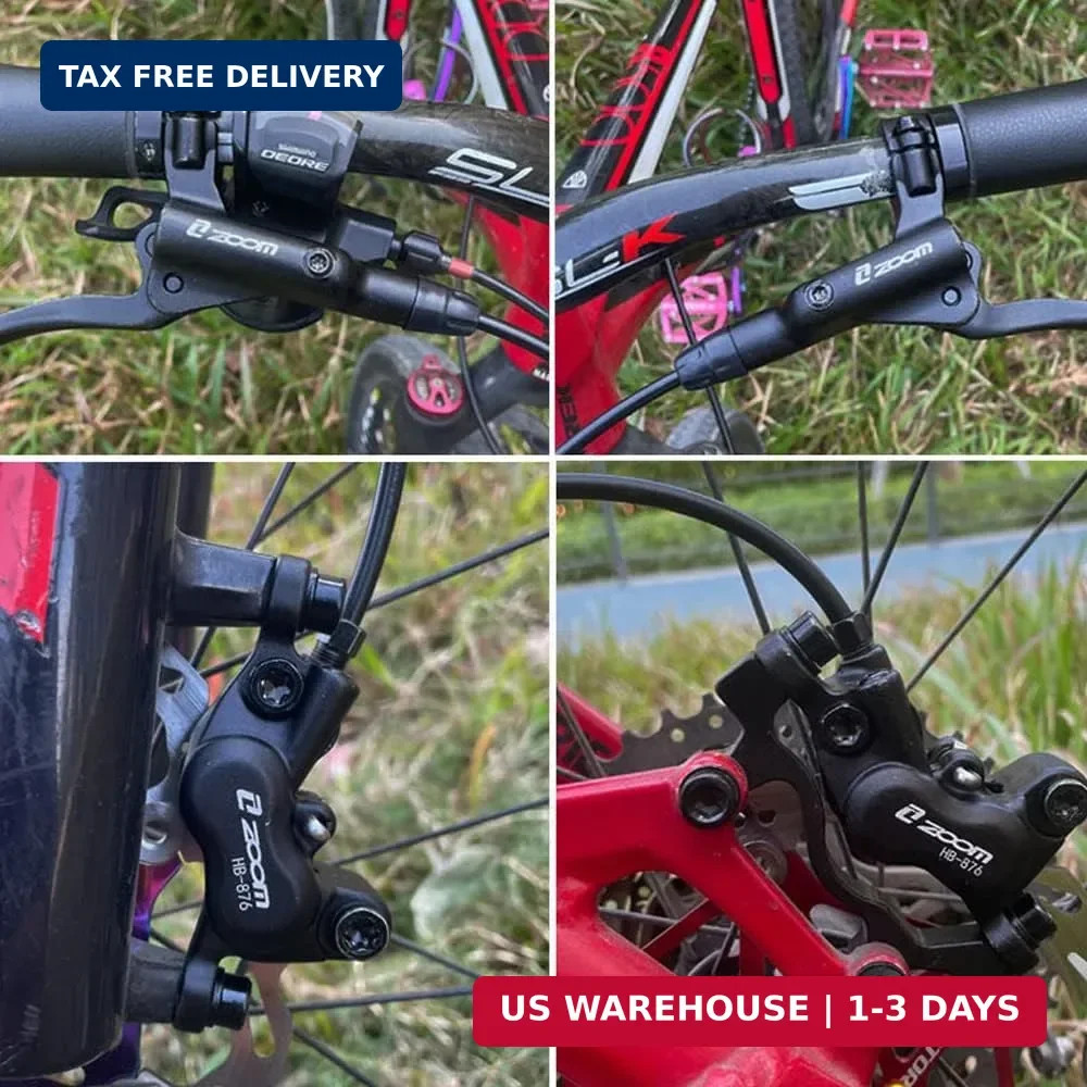 JFOYH zoom HB876 4-Piston Pre-Bled Hydraulic Disc Brake Set for Mountain Bike, B