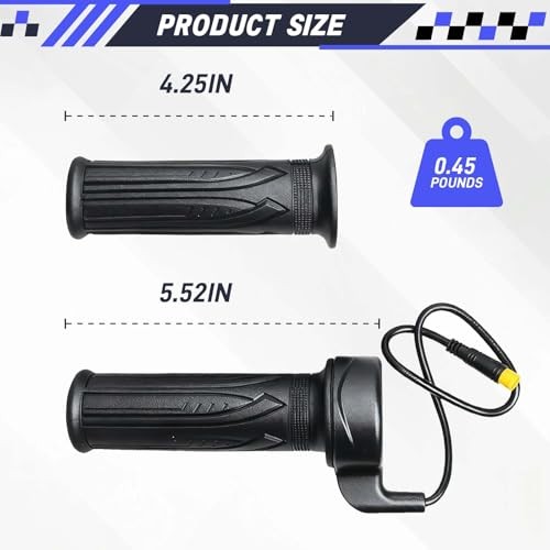 Grip for Electric Bike 12V–72V, 3-Pin Waterproof Universal Full Twist Throttle