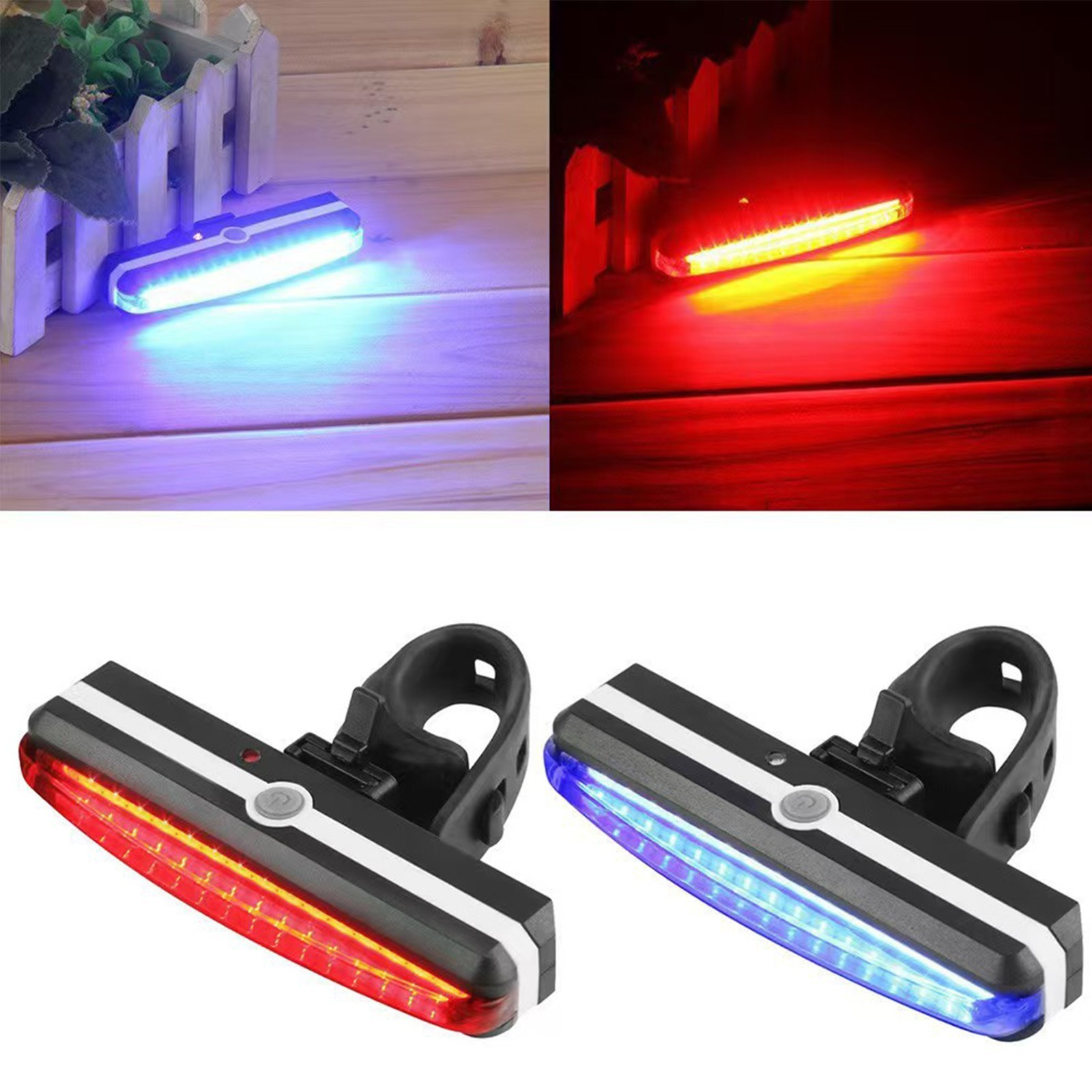 Rechargeable LED Tail Light for Road Bikes Rear Mount 3.93×0.7in Night Safe