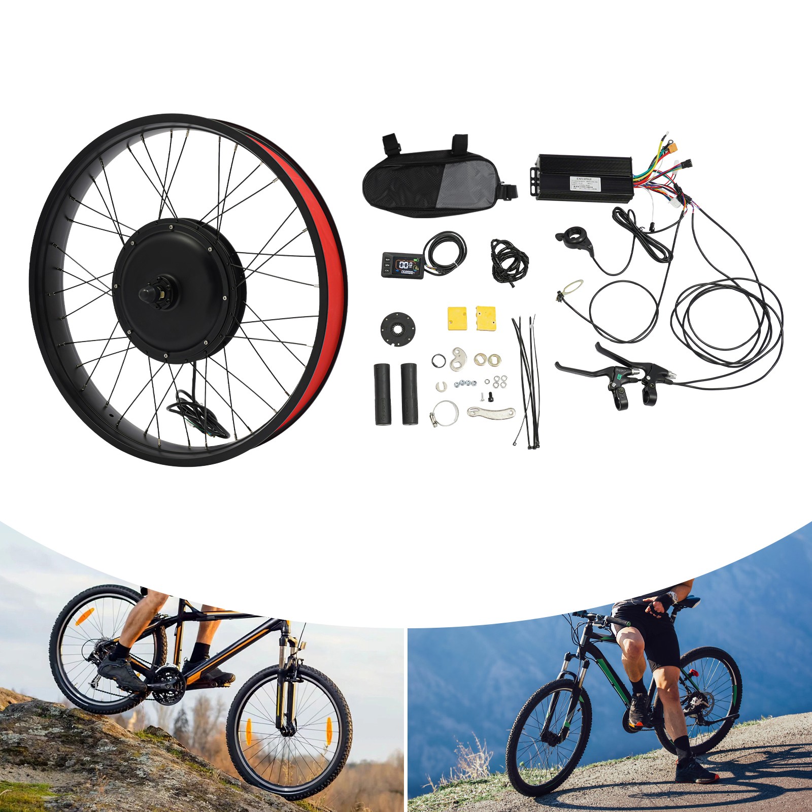 26″ 48V 1500W Electric Bicycle Motor E-Bike Front Wheel LCD Conversion Kit NEW