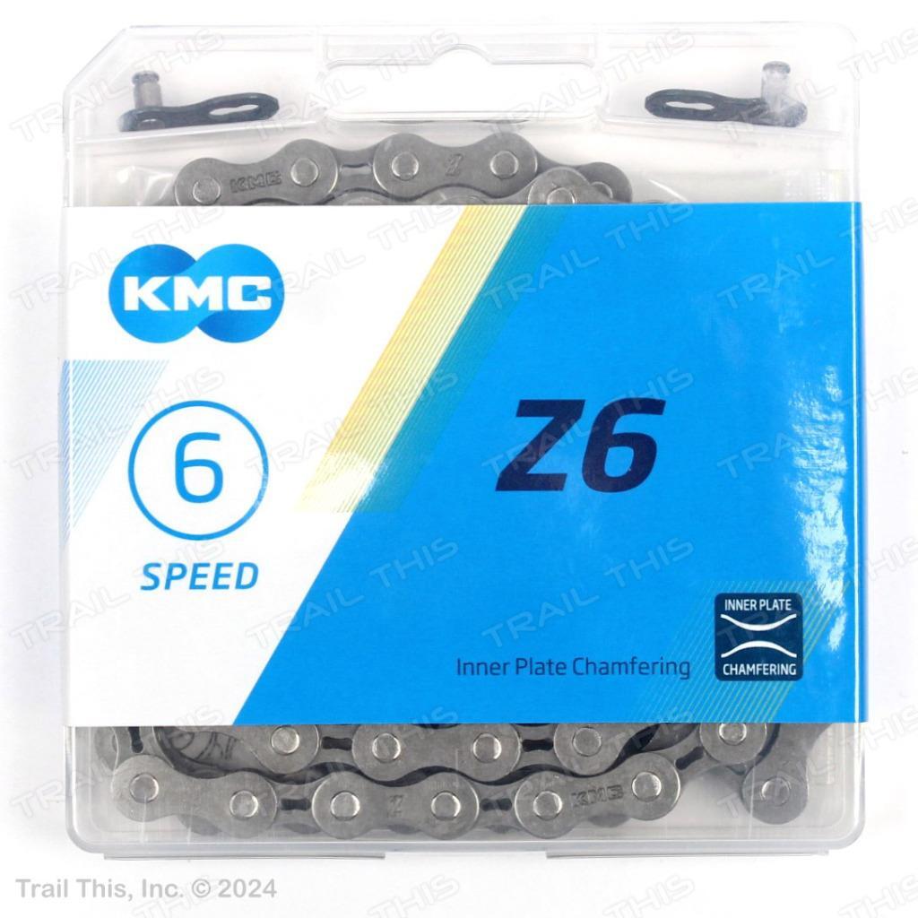 KMC Z6 6/7-Speed MTB Road Bike Chain 116L 3/32″ fits 7-Speed Shimano SRAM Gray