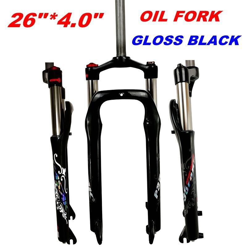 Fat Bike Fork 26×4.0 Coil Sprung Hydraulic 1 1/8″ Dropout 135mm Quick Release9mm