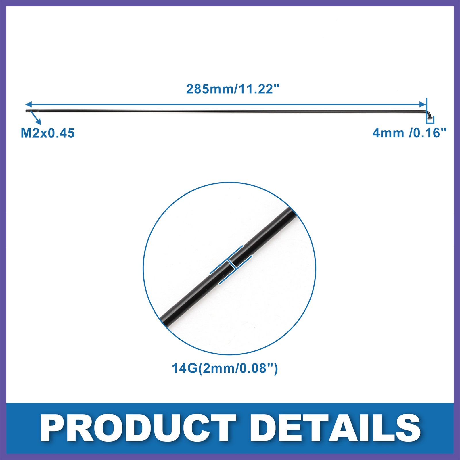 Bike Bicycle Spokes 14G 285MM Mountain Bike Spoke steel Black 36Pcs